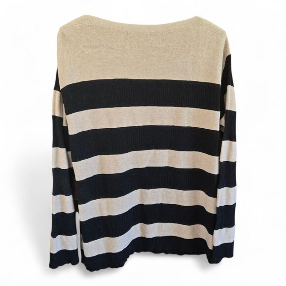 Coldwater Creek XL Striped Sweater Beige & Black Wool Cotton Blend - Picture 4 of 10